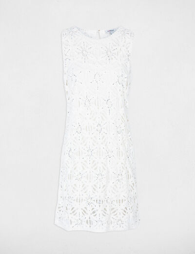 Vestido de punto ajustado blanco mujer