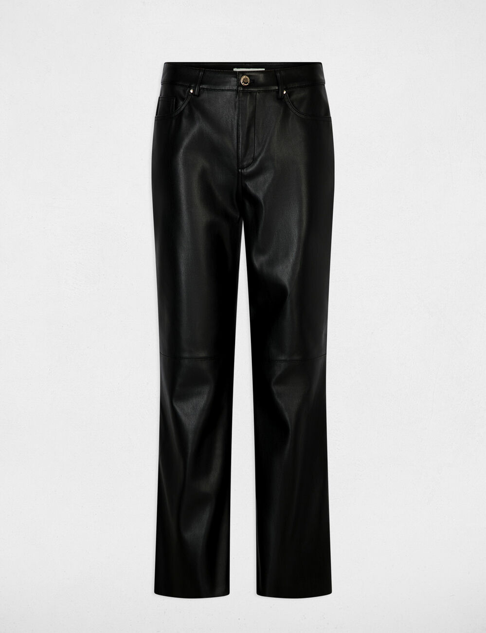 Pantal&oacute;n bootcut de cuero sint&eacute;tico negro mujer
