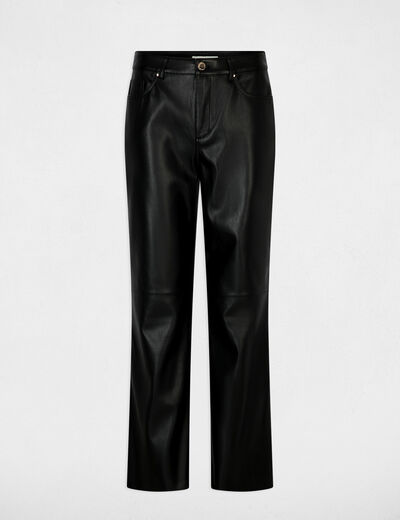 Pantal&oacute;n bootcut de cuero sint&eacute;tico negro mujer