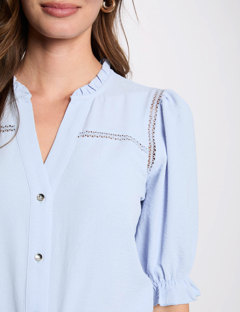 Blusa manga 3/4 azul cielo mujer