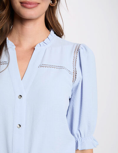 Blusa manga 3/4 azul cielo mujer