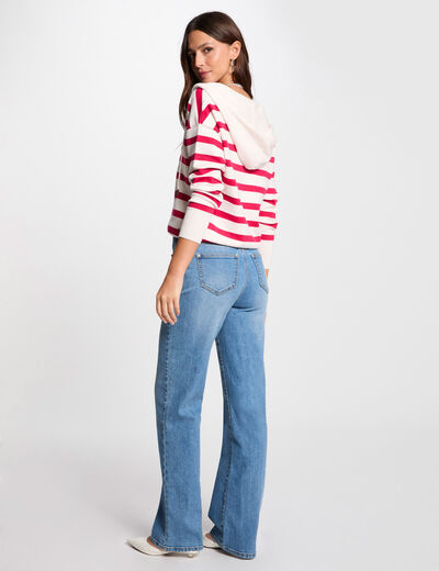 Jersey escote en V y capucha violeta mujer