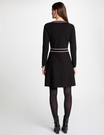 Vestido punto corto ajustado negro mujer