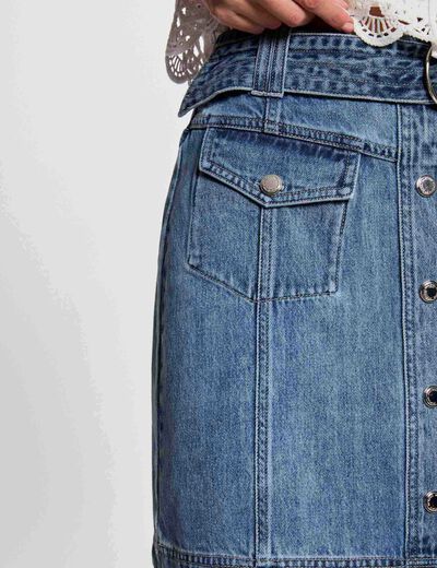 Falda vaquero corta denim stone mujer