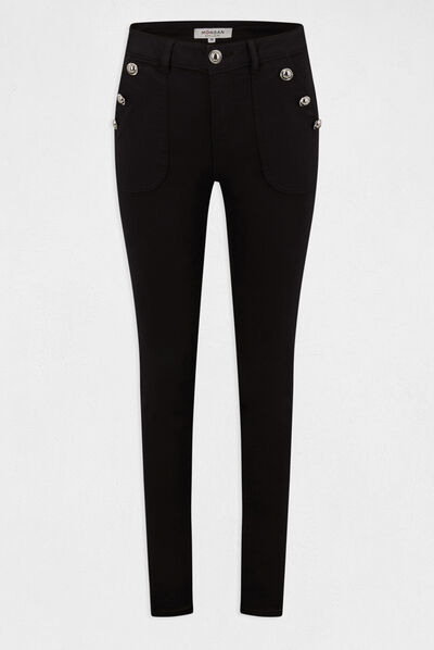 Pantalón skinny botones con bolsillos negro mujer