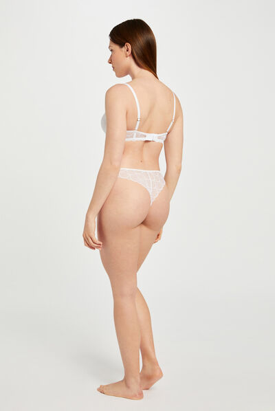 Tanga de encaje blanco mujer