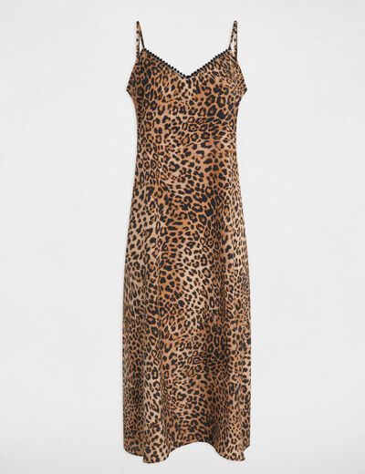 Vestido midi recto estampado multicolor mujer