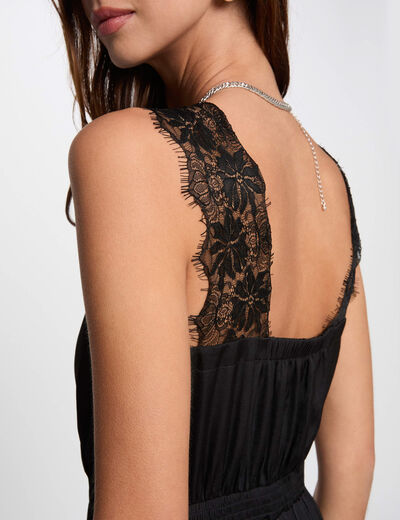 Vestido largo recto holgado negro mujer