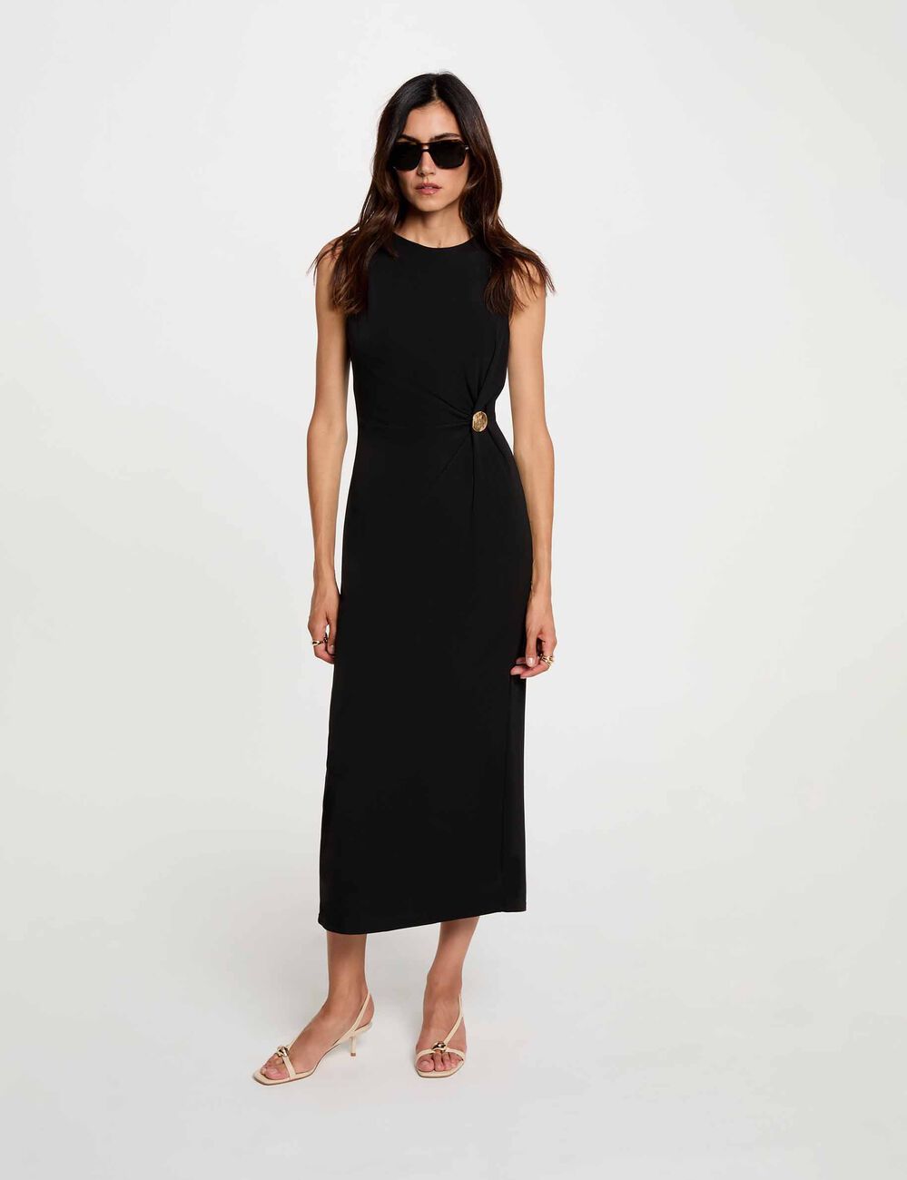 Vestido largo sin mangas negro mujer