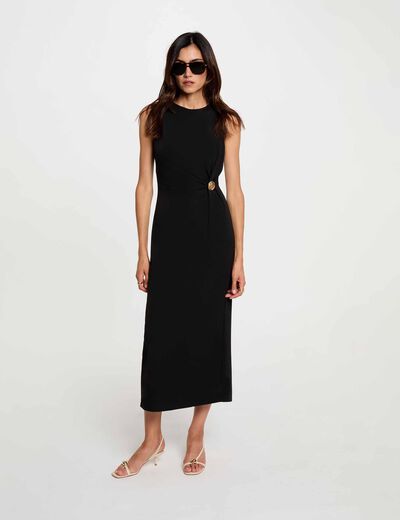 Vestido largo sin mangas negro mujer