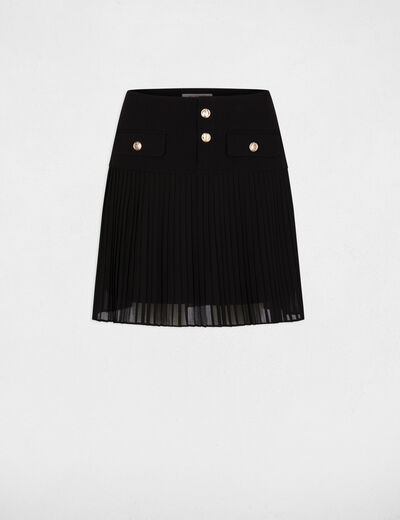 Falda corta plisada negro mujer