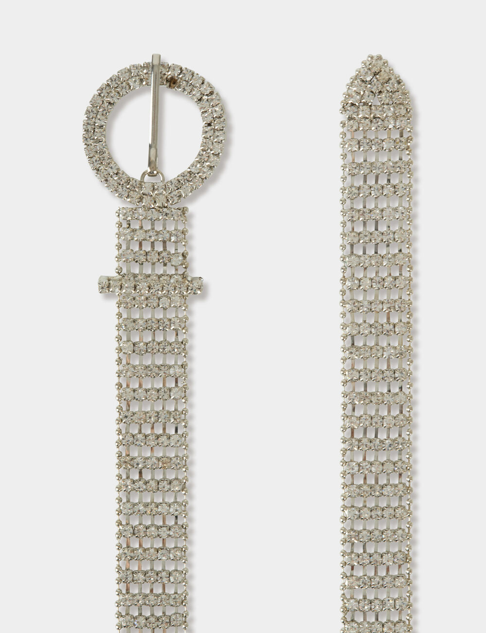 Cintur&oacute;n fino con strass couleur argent mujer