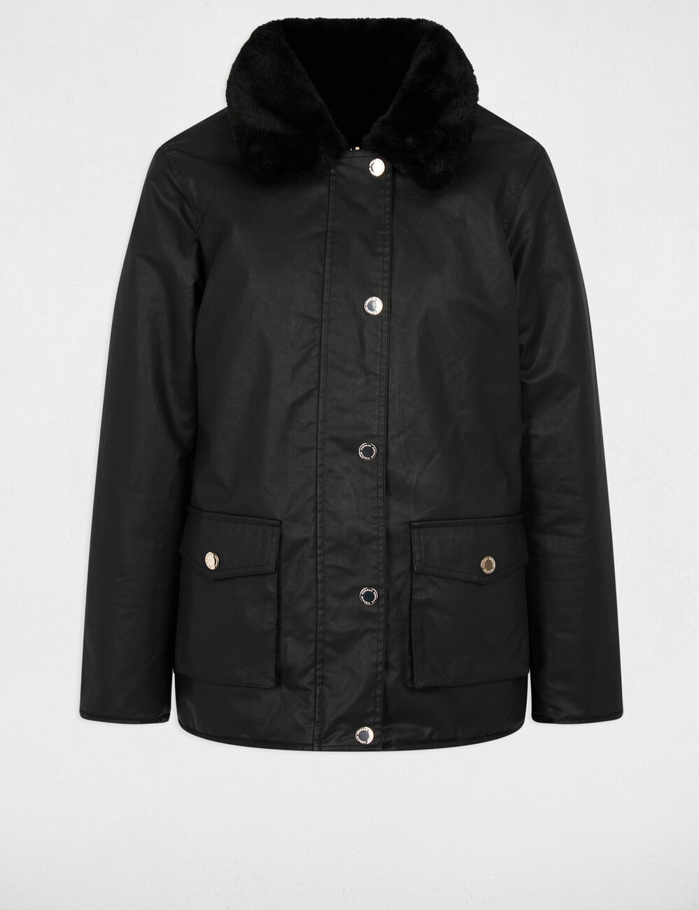 Parka reversible con revestimiento negro mujer