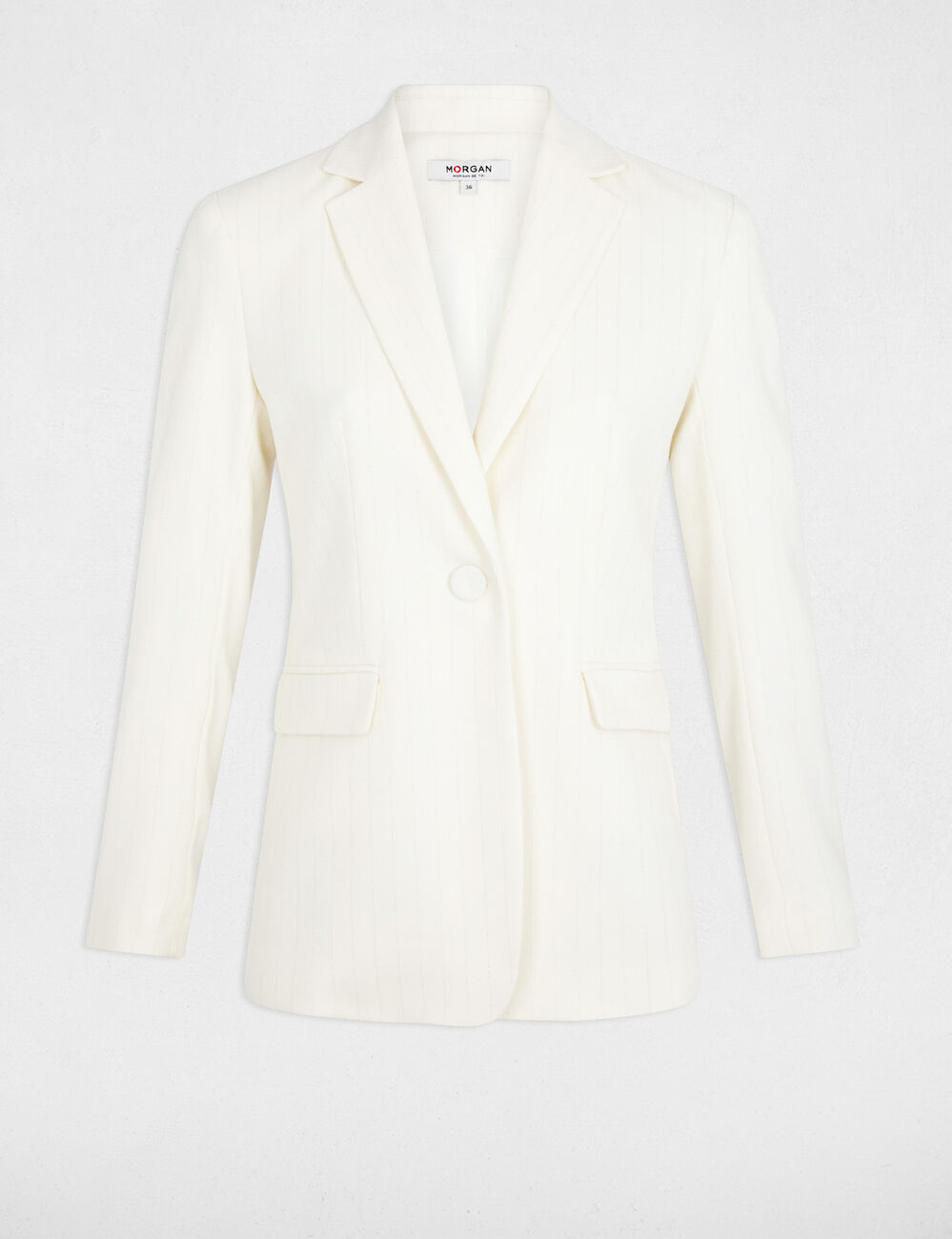 Chaqueta de traje con finas rayas blanco mujer