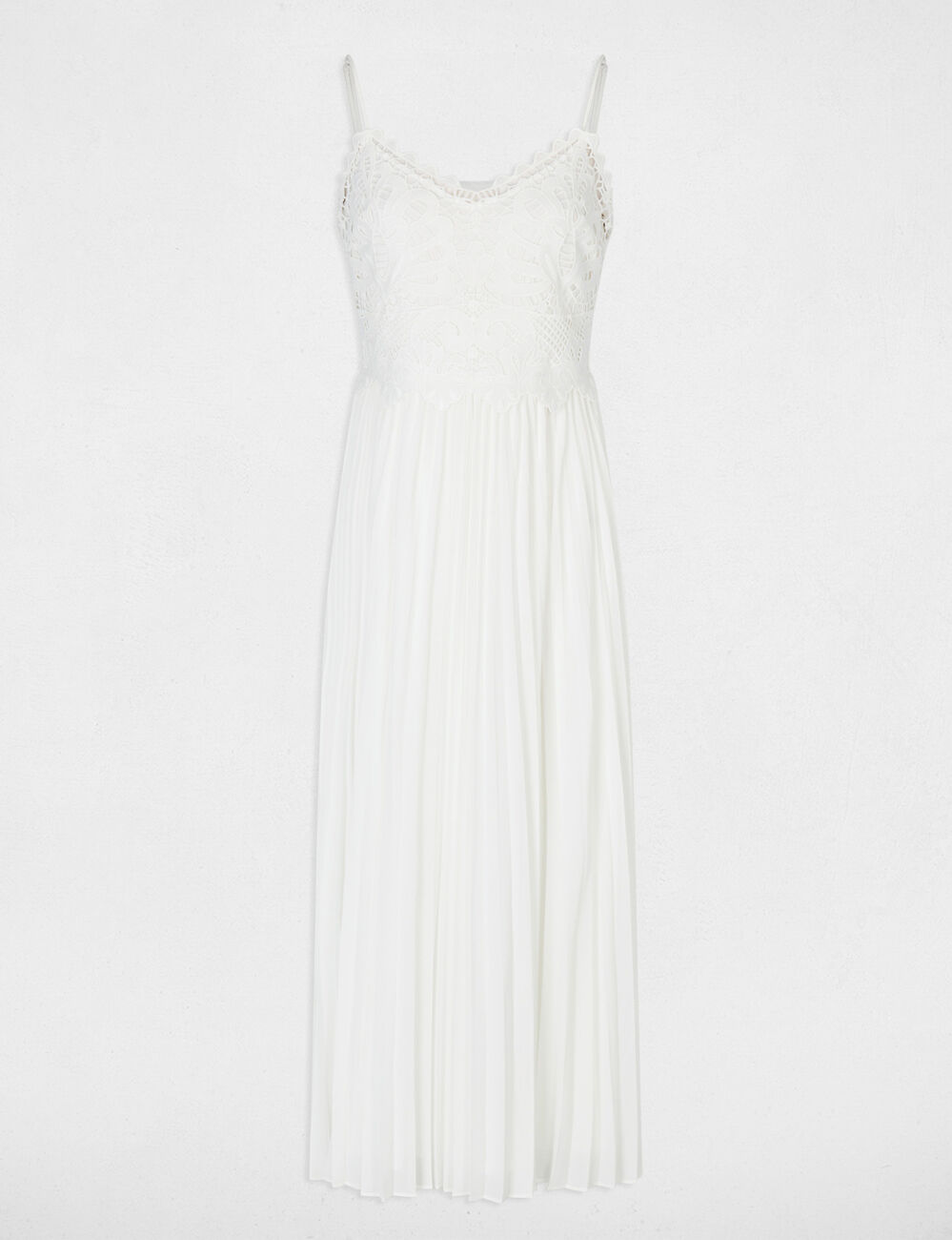 Vestido largo de encaje blanco mujer
