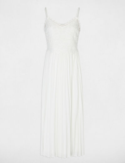 Vestido largo de encaje blanco mujer