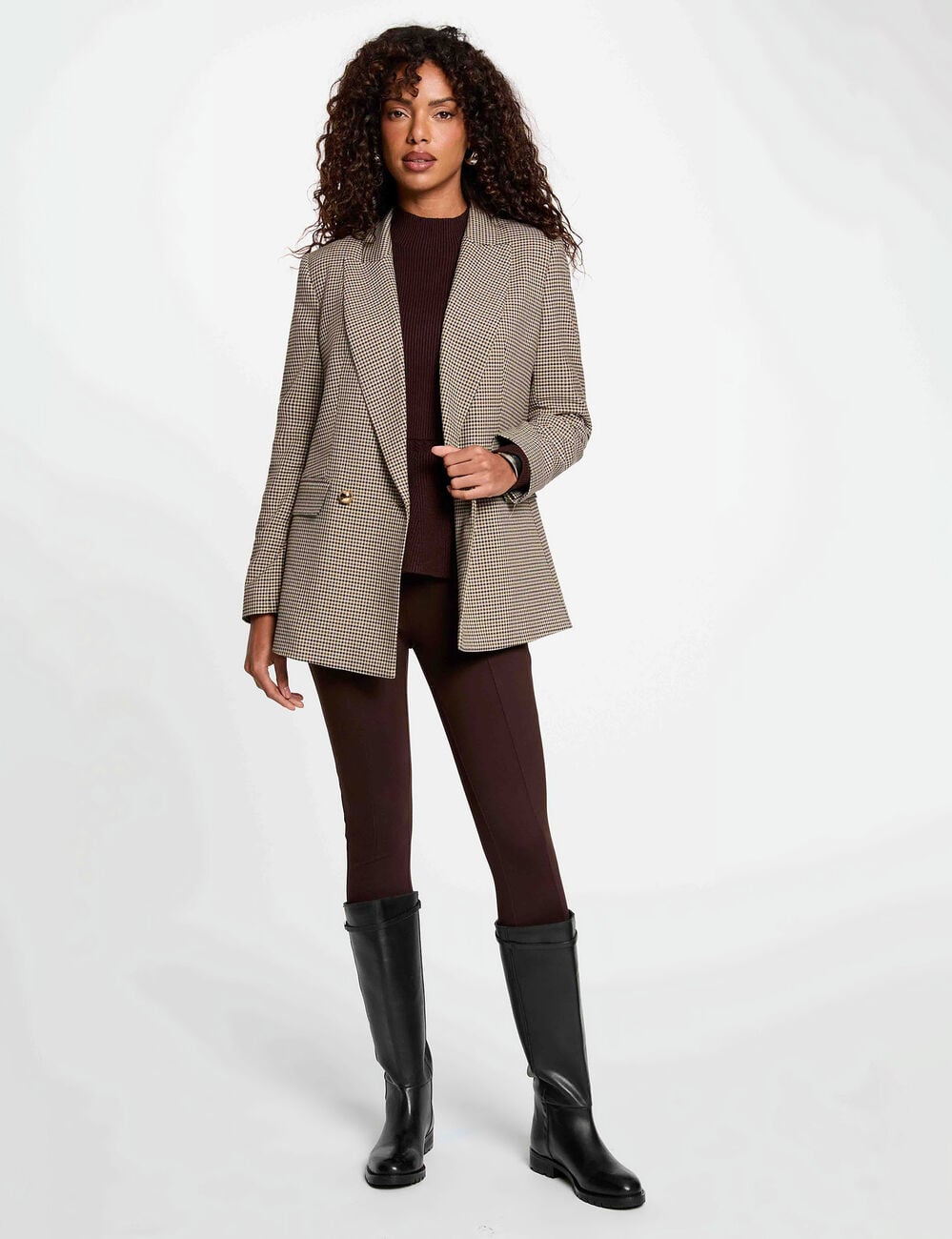 Pantal&oacute;n legging liso marr&oacute;n oscuro mujer