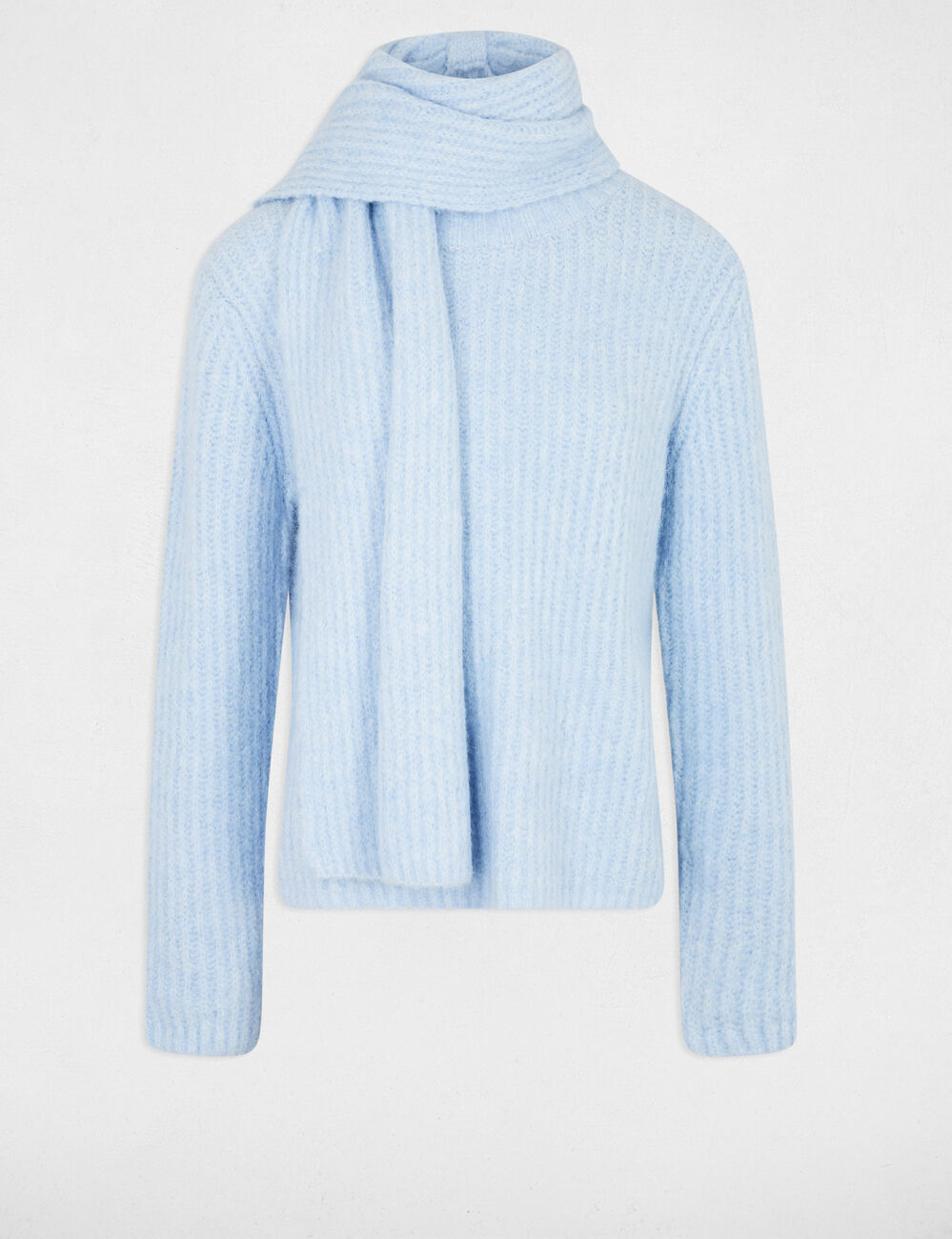 Jersey con cuello bufanda azul cielo mujer