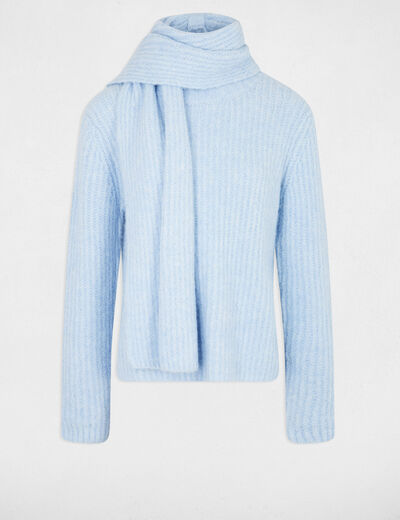 Jersey con cuello bufanda azul cielo mujer