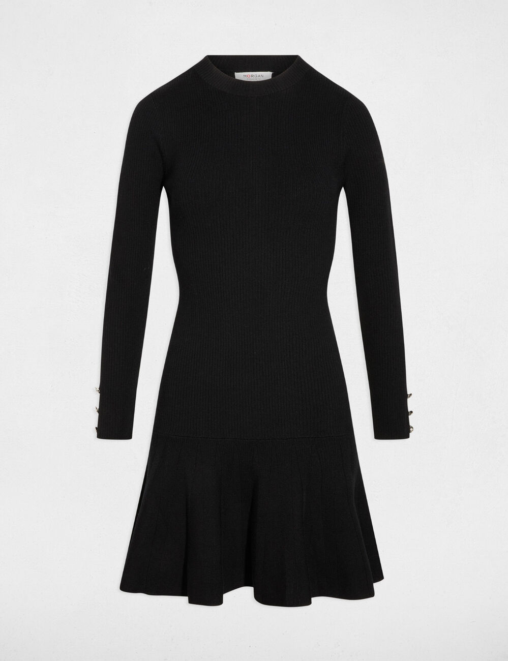 Vestido de punto corto negro mujer