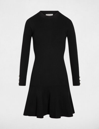 Vestido de punto corto negro mujer