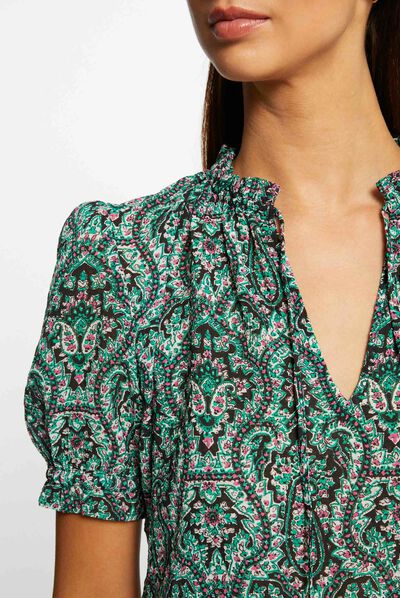 Blusa manga corta estampada multico mujer