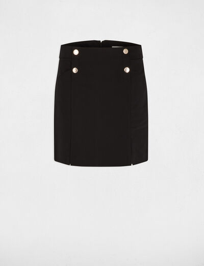 Falda corta con botones negro mujer