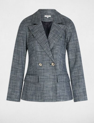 Chaqueta estampado de cuadros azul marino mujer