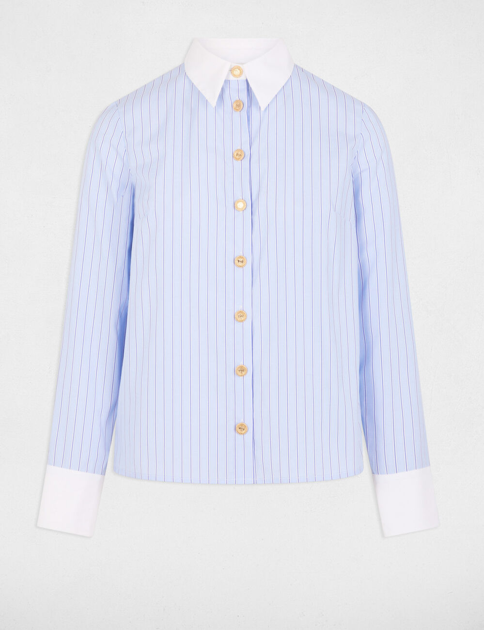 Camisa manga larga rayas azul cielo mujer