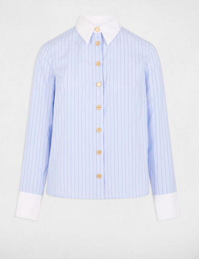 Camisa manga larga rayas azul cielo mujer