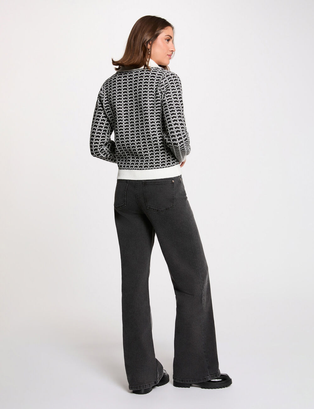 C&aacute;rdigan jacquard de espiga negro mujer
