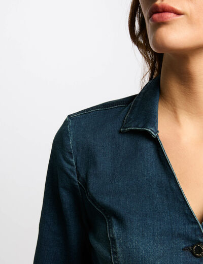 Mono largo pernera ancha denim crudo mujer