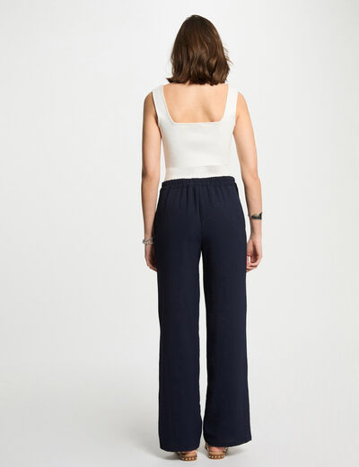 Pantalón pernera ancha holgado azul marino mujer