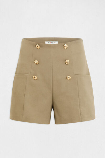 Short city recto con botones verde medio mujer