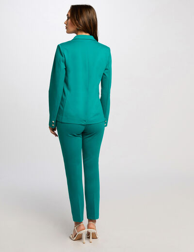 Pantalón cigarette con pinzas azul turquesa mujer