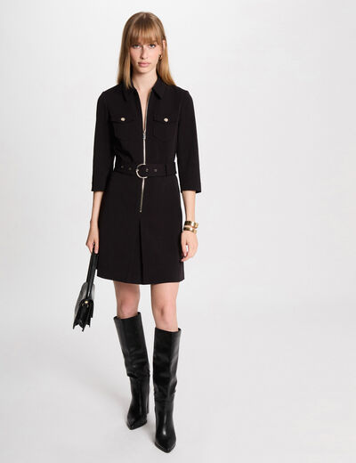 Vestido corto ajustado negro mujer