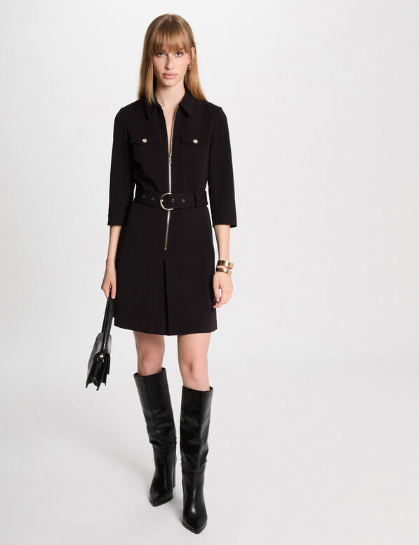 Vestido corto ajustado negro mujer