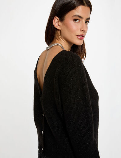 C&aacute;rdigan con escote en V negro mujer