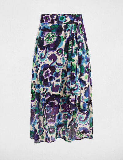 Falda holgada estampada multicolor mujer