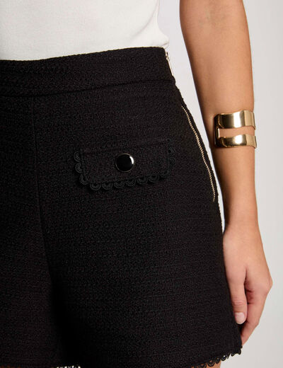 Short recto tweed negro mujer