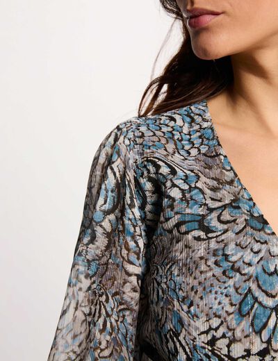 Vestido corto con mangas abullonadas multicolor mujer