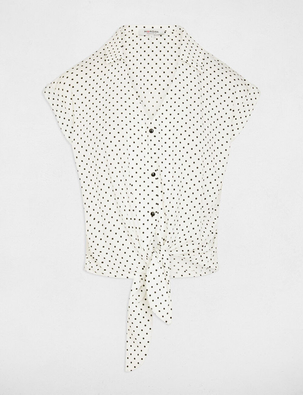 Camisa cropped con escote en V blanco mujer