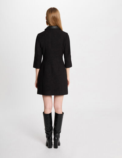 Vestido corto ajustado tweed negro mujer
