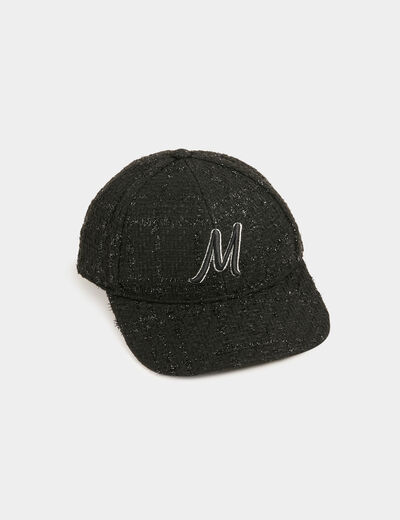 Gorra M de tweed negro mujer