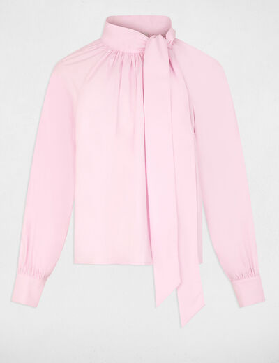 Blusa con cuello lazada rosa mujer