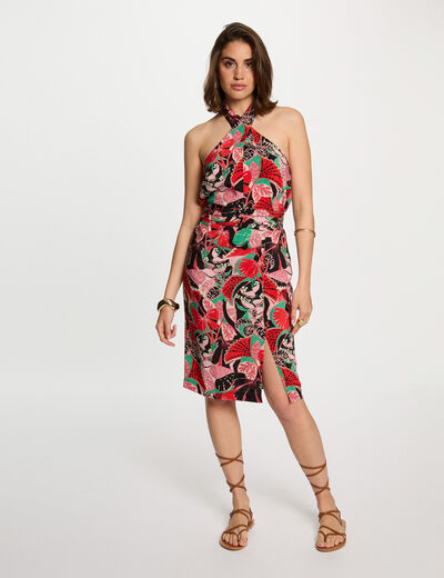 Vestido ajustado estampado multicolor mujer