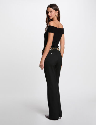Jersey cuello bardot negro mujer