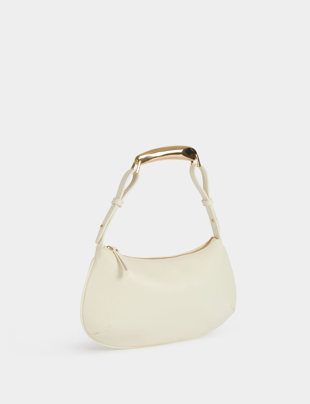 Bolso con asa met&aacute;lica blanco mujer