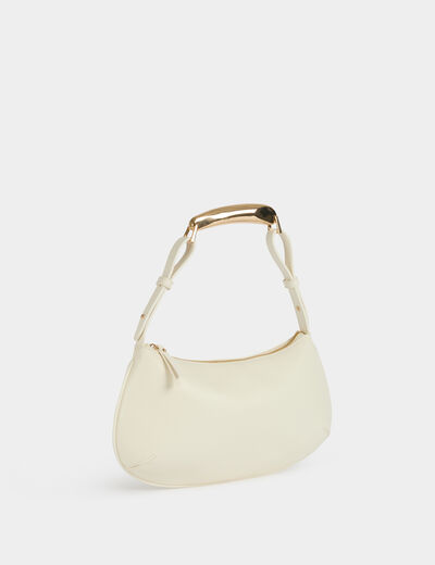 Bolso con asa met&aacute;lica blanco mujer