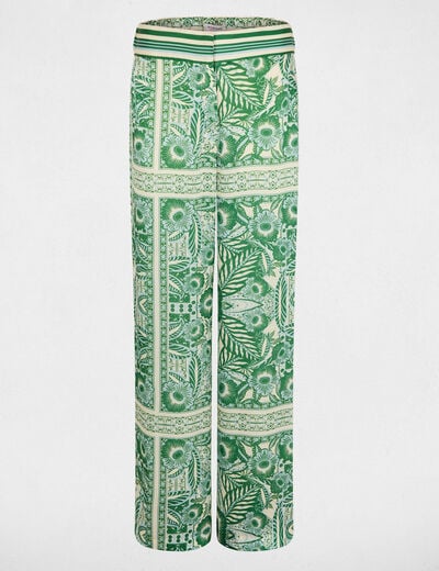 Pantal&oacute;n ancho de tiro alto multicolor mujer